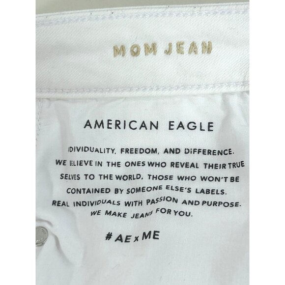 American Eagle Women’s White Jeans 8 Regular Ankle Tapered Stretch Mom Jean Logo - Picture 10 of 16